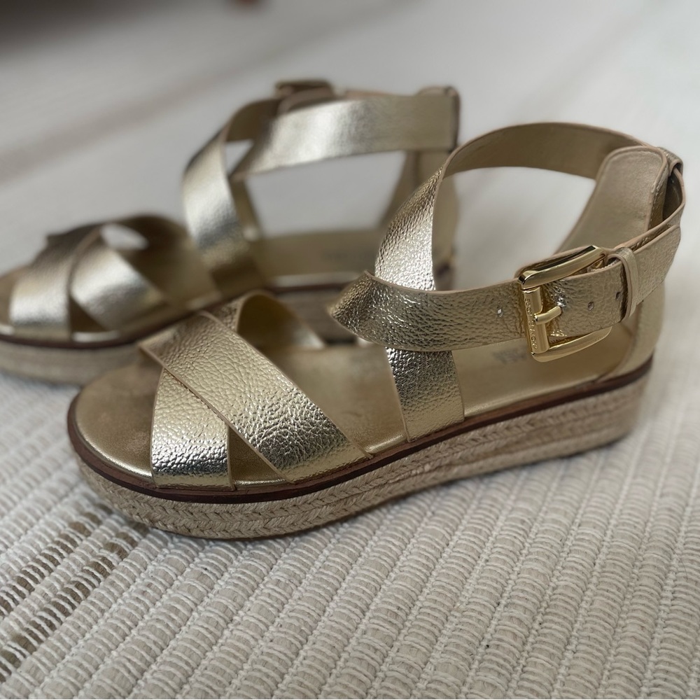Michael Kors gold sandals, size 8
